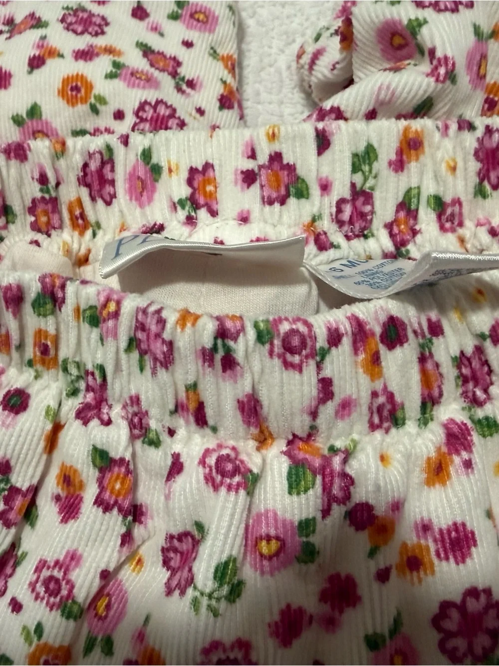 The Children's Place White Romper with Pink & Purple Floral Trim